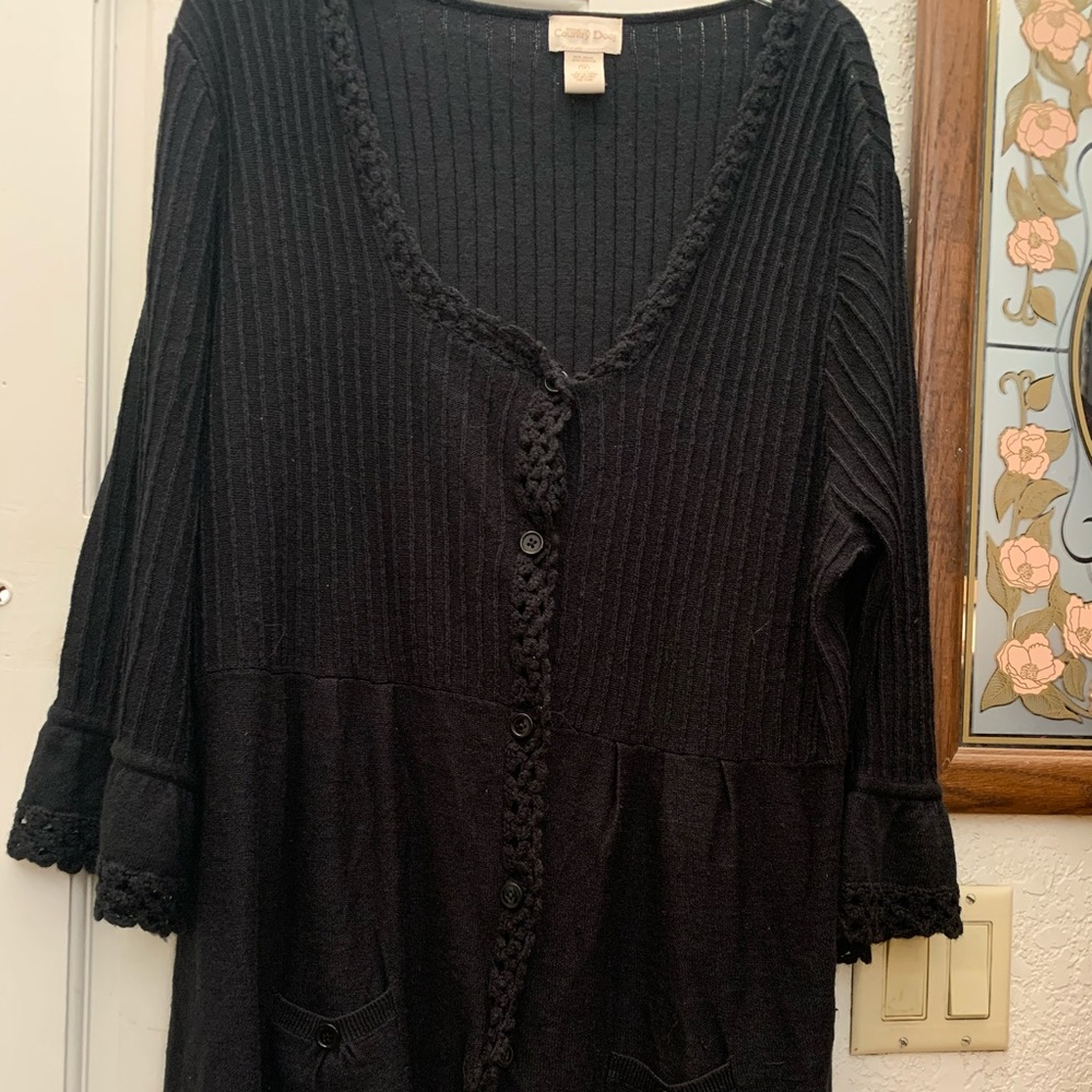 EUC Through the Country Door Women's Black Button Front Sweater size 1X